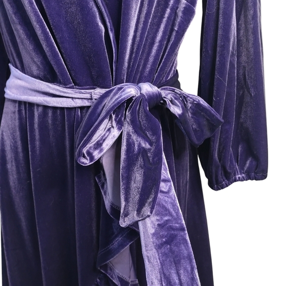 CATO Women's Purple Velvet V-Neck Ruffled Wrap Dress Size Large NWT - Picture 8 of 11